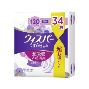 Ｐ＆Ｇ ウィスパ- うすさら安心 多いときでも 120cc 34枚 FCC6012-イメージ1
