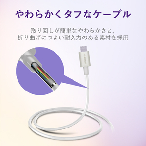 エレコム やわらか耐久USB Type-Cケーブル(1．2m) ホワイト MPA-ACYS12NWH-イメージ6