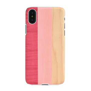 Man & Wood iPhone XS/X用天然木ケース Pink pie ホワイトフレーム I10485I8-イメージ1