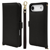 ラスタバナナ iPhone Air用ハンドストラップ手帳ケース ブラック 9061IP5CBHSBK