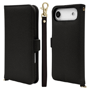 ラスタバナナ iPhone Air用ハンドストラップ手帳ケース ブラック 9061IP5CBHSBK-イメージ1