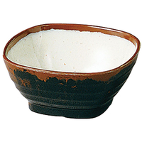 エンテック 長次郎窯角小鉢 内白マーブル FC73041-AN50W