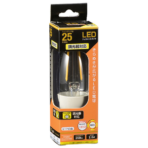 オーム電機 LED電球 E17口金 全光束260lm(2．0W フィラメントタイプ・シャンデリア形) 電球色相当 LDC2L-E17/D C6-イメージ1