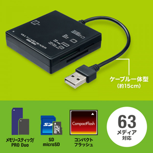 サンワサプライ USB2．0 カードリーダー ブラック ADR-ML23BKN-イメージ4