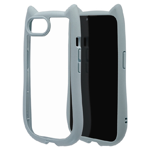 ラスタバナナ iphone17e/16e用 mimi 猫耳ﾊｲﾌﾞﾘｯﾄﾞｹｰｽ tpu×pc スモーキーブルー 8655IP5EHPSBL-イメージ1