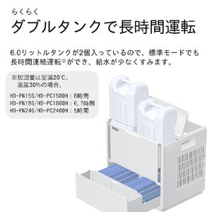 ダイニチ 1500ml/h 12．0Lタンク ハイブリッド式加湿器 ホワイト HD-PN156-W-イメージ3