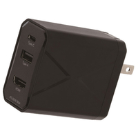 グリーンハウス マルチドック充電器 3ポート 60W USB Type-Cケーブル付き ブラック GH-ACU3PA-BK