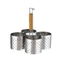 三宝産業 UK 18-8 パンチング 木柄 かき揚げリング 4連 S FCK8763-070464001