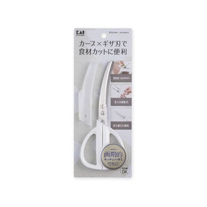 貝印 KAI KITCHEN カーブキッチンバサミ キャップ付き ホワイト FC234PT-DH8002-イメージ1