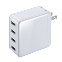 サンワサプライ USB充電器(4ポート・合計6A) ホワイト ACAIP54W