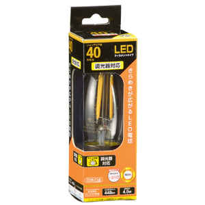 オーム電機 LED電球 E26口金 全光束440lm(4．0W フィラメントタイプ・シャンデリア形) 電球色相当 LDC4L/D C6-イメージ1