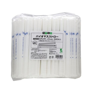 大和物産 商売繁盛バイオマスストロー紙完封クリア21cm500本入 FC928MS-65296-イメージ1