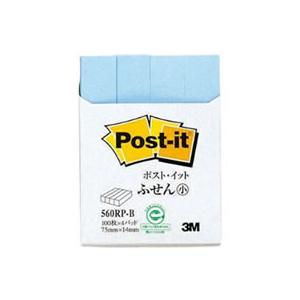 3M ポスト・イット ふせん小 再生紙 75×14mm ブルー 4冊 F725197-560RP-B-イメージ1