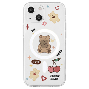 AKAN iPhone 14用MagSafe対応クリアケース テディベア AK23489I14-イメージ1