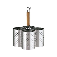 三宝産業 UK 18-8 パンチング 木柄 かき揚げリング 4連 M FCK8764-070462001