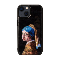 ikins iPhone 15 Plus用天然貝ケース 真珠の耳飾りの少女 I25490I15PL