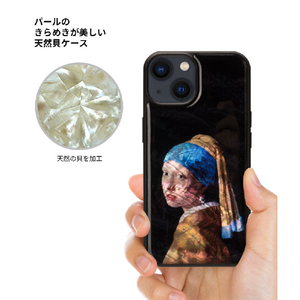 ikins iPhone 15 Plus用天然貝ケース 真珠の耳飾りの少女 I25490I15PL-イメージ3