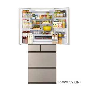 日立 570L 6ドア冷蔵庫 VWCタイプ ライトゴールド RVWC57XN-イメージ2
