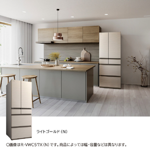 日立 570L 6ドア冷蔵庫 VWCタイプ ライトゴールド RVWC57XN-イメージ4