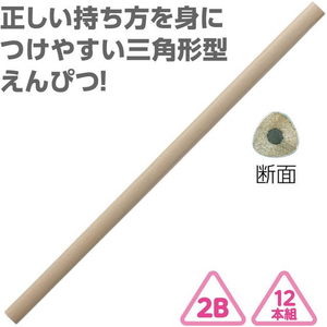 アーテック 三角鉛筆2B (12本組) ナチュラルウッド FCG705U-74911-イメージ2