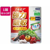 カミ商事 エルモア強力吸収キッチンタオル 50カット 4ロール×16パック FC719TG