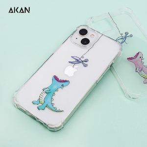 AKAN iPhone 14用ソフトタフケース はらぺこザウルス ピンク AK23492I14-イメージ12