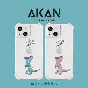 AKAN iPhone 14用ソフトタフケース はらぺこザウルス ピンク AK23492I14-イメージ2