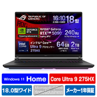 ASUS ノートパソコン ROG Strix SCAR 18 G835LX オフブラック G835LX-U9R5090