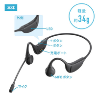 サンワサプライ MM-BTSH65BK 骨伝導ヘッドセット |エディオン公式通販