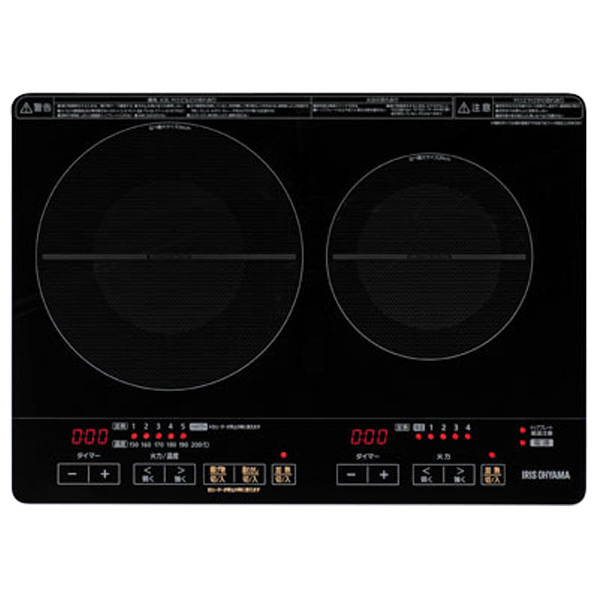 アイリスオーヤマ 2口IHコンロ フルフラット ブラック IHC-WKG3-B 400W S1584325736 (12205円)