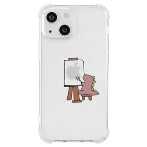 AKAN iPhone 14用ソフトタフケース おしごとザウルス―画家 ピンク AK23494I14-イメージ1