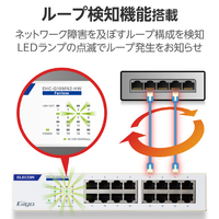 ELECOM　１０００ＢＡＳＥ−Ｔ対応　１６ポート　ＥＨＣ−Ｇ１６ＭＮ２−ＨＷ Giga対応16ポートスイッチ(金属筐体/電源内蔵) - EHC-G16MN2-HW