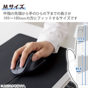 エレコム 静音 有線マウス 5ボタン Mサイズ EX-G ブラック M-XGM30UBSKBK-イメージ5