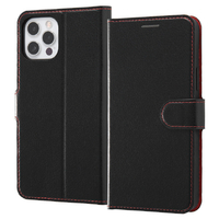 レイ・アウト iPhone 12/12 Pro用Like standard 耐衝撃 マグネットベルト シンプル 手帳型レザーケース ブラック×レッド RT-P27NELC1/BR