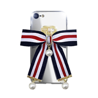 dreamplus iPhone SE(第3世代)/SE(第2世代)/8/7用Mirror Ribbon Case ネイビー/ホワイト/レッド DP12498I8