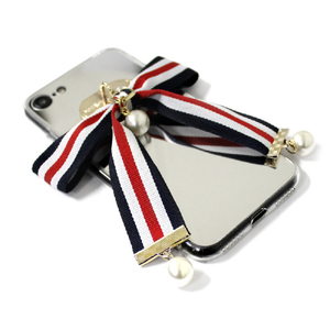 dreamplus iPhone SE(第3世代)/SE(第2世代)/8/7用Mirror Ribbon Case ネイビー/ホワイト/レッド DP12498I8-イメージ3