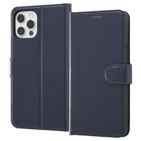 レイ・アウト iPhone 12/12 Pro用Like standard 耐衝撃 マグネットベルト シンプル 手帳型レザーケース ダークネイビー RT-P27NELC1/DN