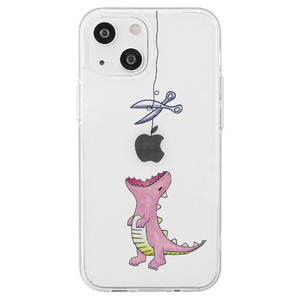 AKAN iPhone 14用ソフトクリアケース はらぺこザウルス ピンク AK23498I14-イメージ1