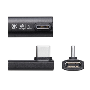 サンワサプライ Type-C変換アダプタ(CtoC・L字縦挿し・40Gbps・240W) AD-USB36CCFLT-イメージ2