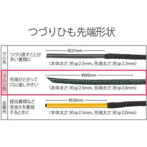プラス つづりひも ウルシ先 黒 100本入 FCD873Y-TF-500U(No.500)-イメージ7