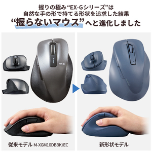 エレコム 静音 2．4GHz無線マウス 5ボタン Sサイズ EX-G ブルー M-XGS30DBSKBU-イメージ2