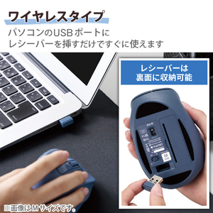 エレコム 静音 2．4GHz無線マウス 5ボタン Sサイズ EX-G ブルー M-XGS30DBSKBU-イメージ6