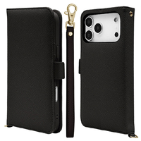 ラスタバナナ iPhone17 Pro Max用ハンドストラップ手帳ケース ブラック 9083IP5DBHSBK