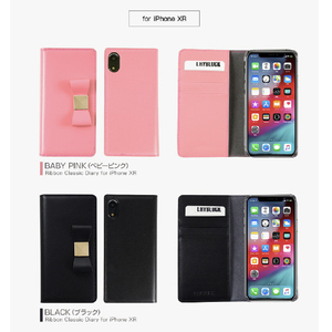 LAYBLOCK iPhone XR用ケース Ribbon Classic Diary ブラック LB13507I61-イメージ9