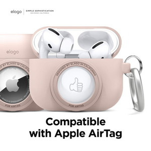 elago AirPodsPro用カラビナ付きシリコンケｰス(AirTag収納可) elago AirPodsPro サンドピンク EL_APPCSSCSO_PK-イメージ3