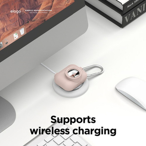 elago AirPodsPro用カラビナ付きシリコンケｰス(AirTag収納可) elago AirPodsPro サンドピンク EL_APPCSSCSO_PK-イメージ5