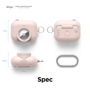 elago AirPodsPro用カラビナ付きシリコンケｰス(AirTag収納可) elago AirPodsPro サンドピンク EL_APPCSSCSO_PK-イメージ8