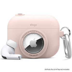 elago AirPodsPro用カラビナ付きシリコンケｰス(AirTag収納可) elago AirPodsPro サンドピンク EL_APPCSSCSO_PK-イメージ9