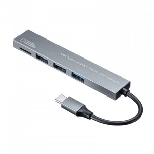 サンワサプライ Type-C 3ポート コンボスリムハブ(カードリーダー付き) シルバー USB-3TCHC19S サンワサプライ Type-C 3ポート コンボスリムハブ(カードリーダー付き) シルバー USB-3TCHC19S