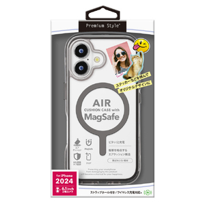 PGA iPhone 16用MagSafe対応 エアクッションケース グラファイト PG-24AMGPTA01BK-イメージ1
